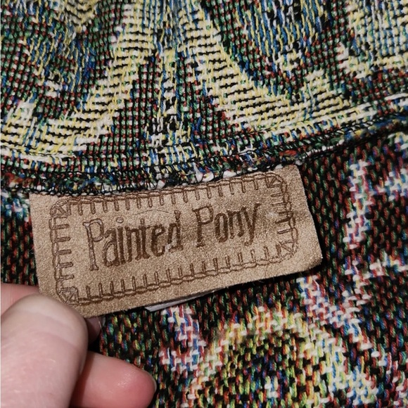 Painted Pony Womens Small Green Floral Tapestry Button Front Cropped Jacket USA - Picture 5 of 10